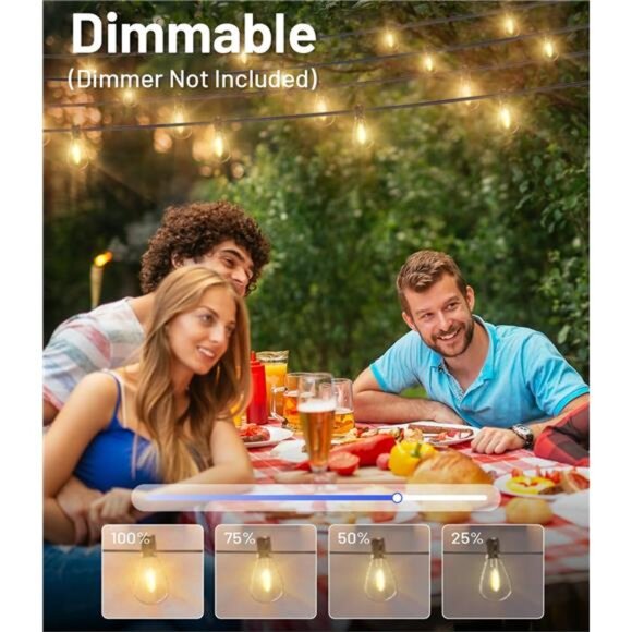 200FT Outdoor String Lights, Ultra Long LED Patio Lights with Shatterproof Bulbs - Picture 3 of 7